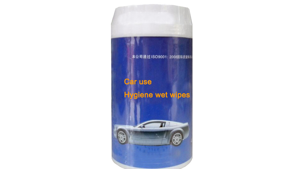 Car cleaning wet wipes in canister