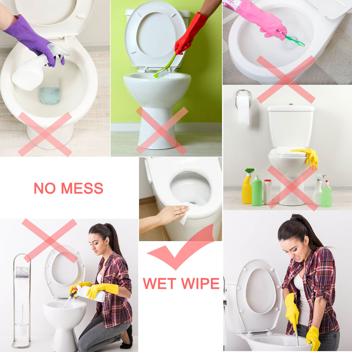 Cleaning and antibacterial wet wipes for toilet