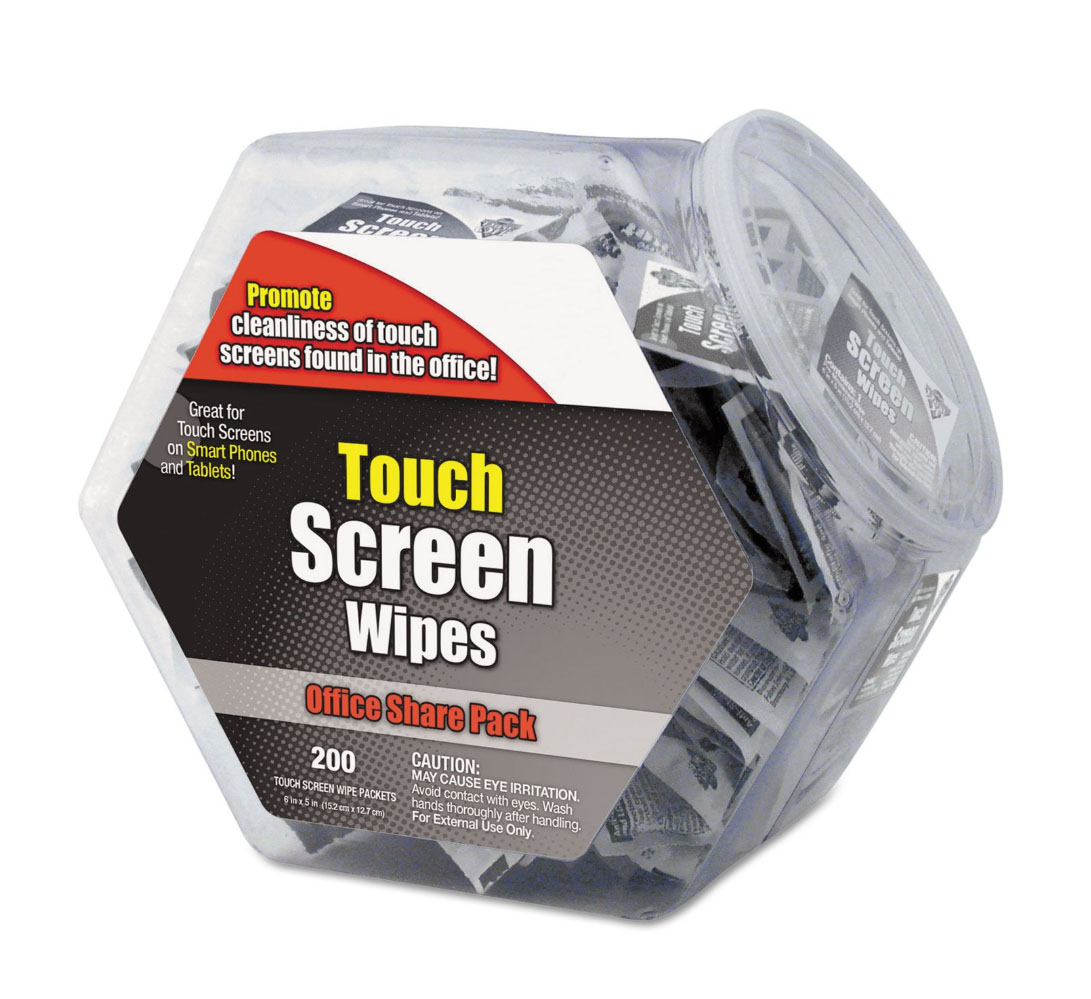 Touch screen cleaning wipes in office share Jar 