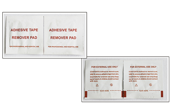 Adhesive tape remover pads
