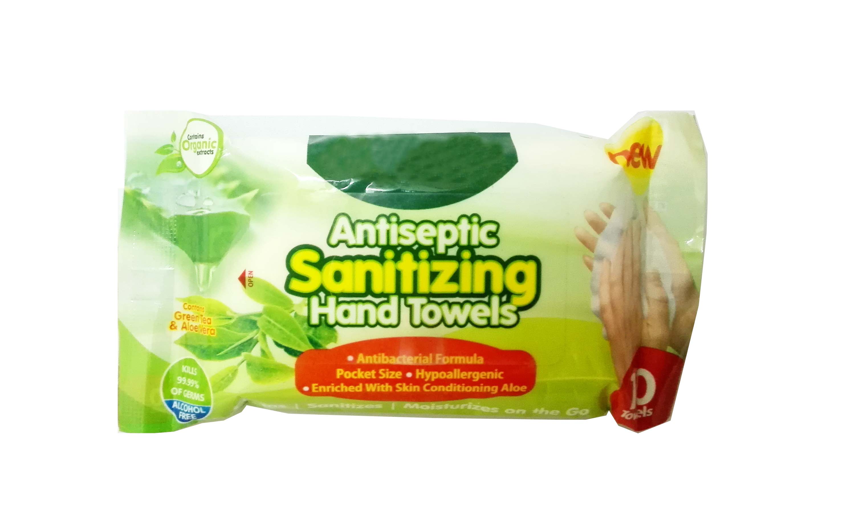 Antiseptic sanitizing hand towels