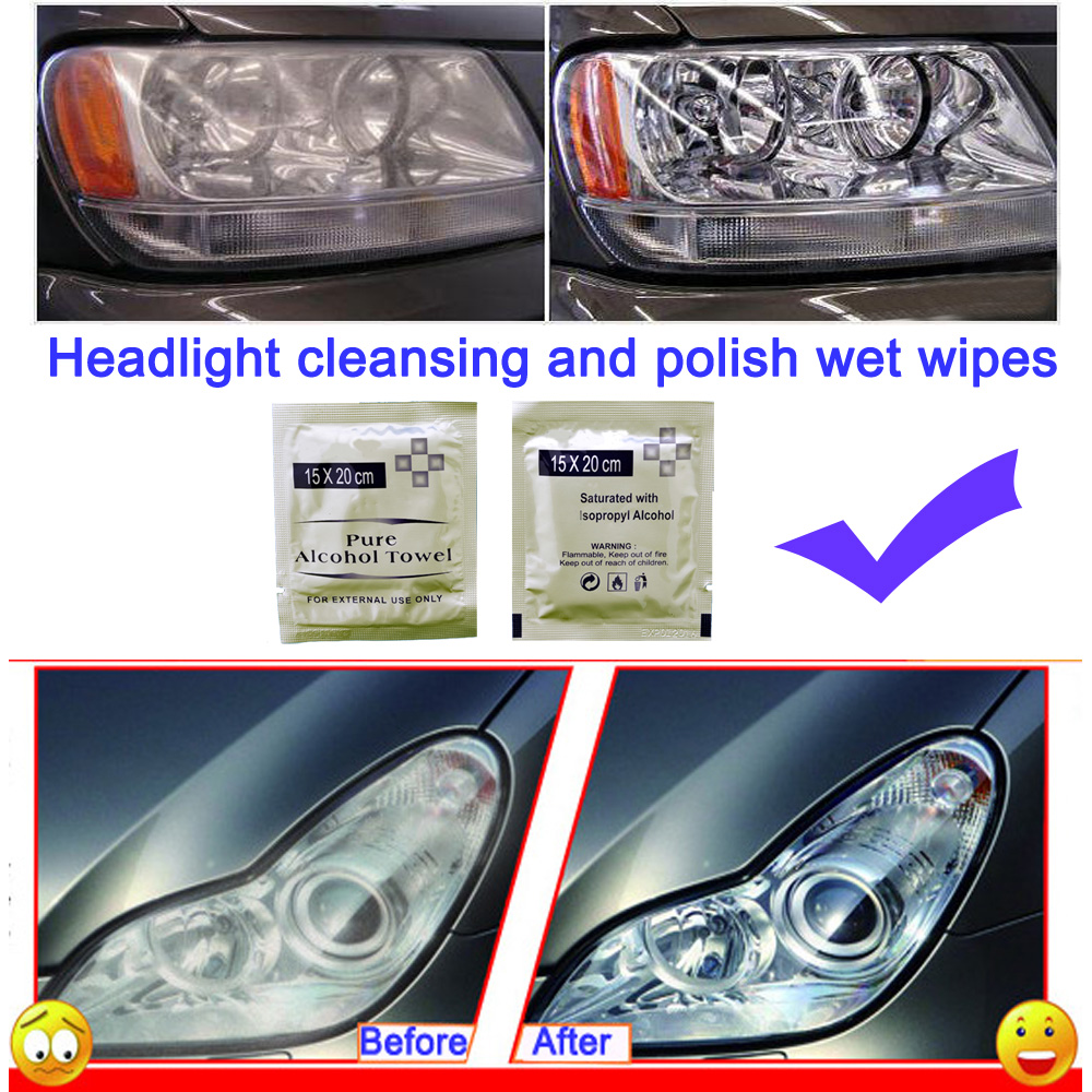 Headlight polish and cleansing wipes