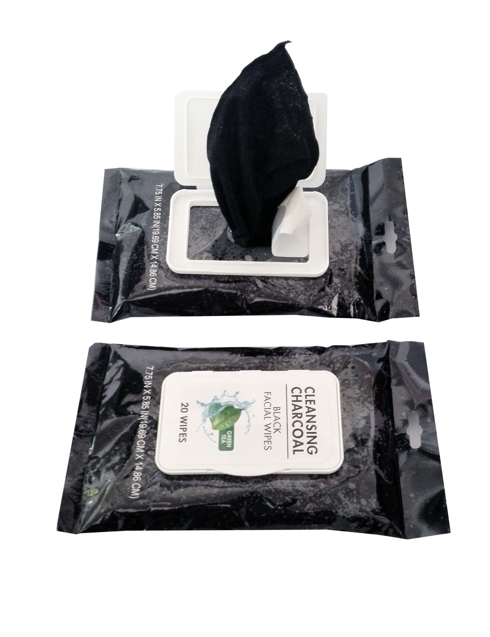 Black Fabric Cleansing Charcoal facial wet wipes