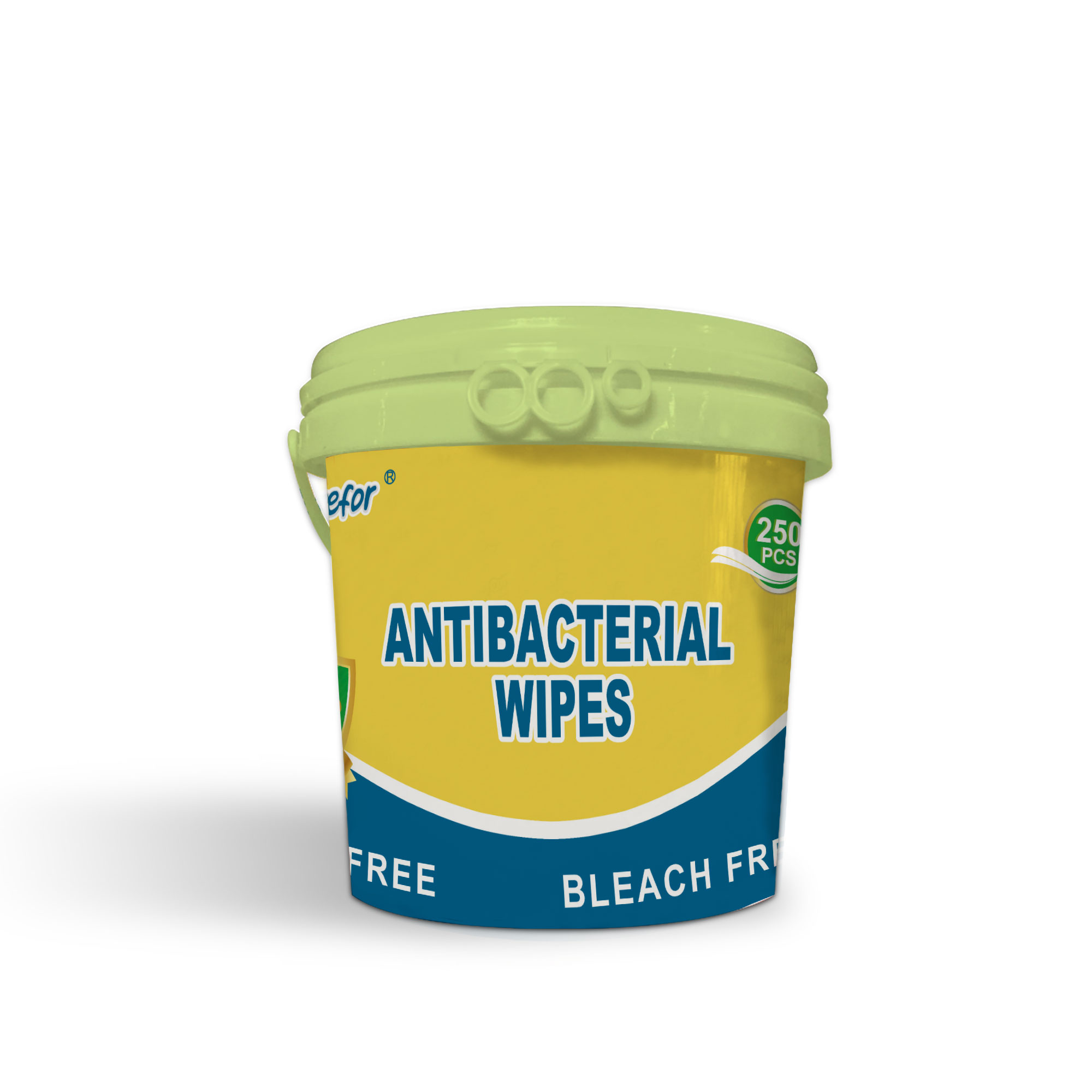 Alcohol and bleach free wet wipes in bucket