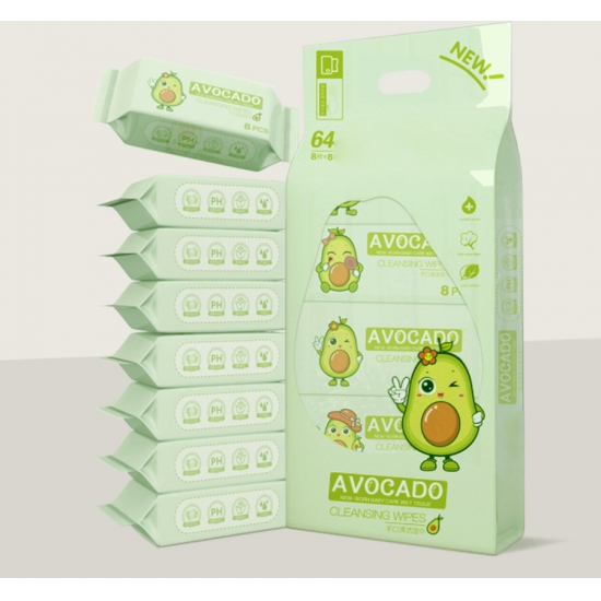 Mini pack size Avocado Makeup remover wipes