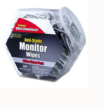 Anti-static moniter cleaning wipes in Office share Jar